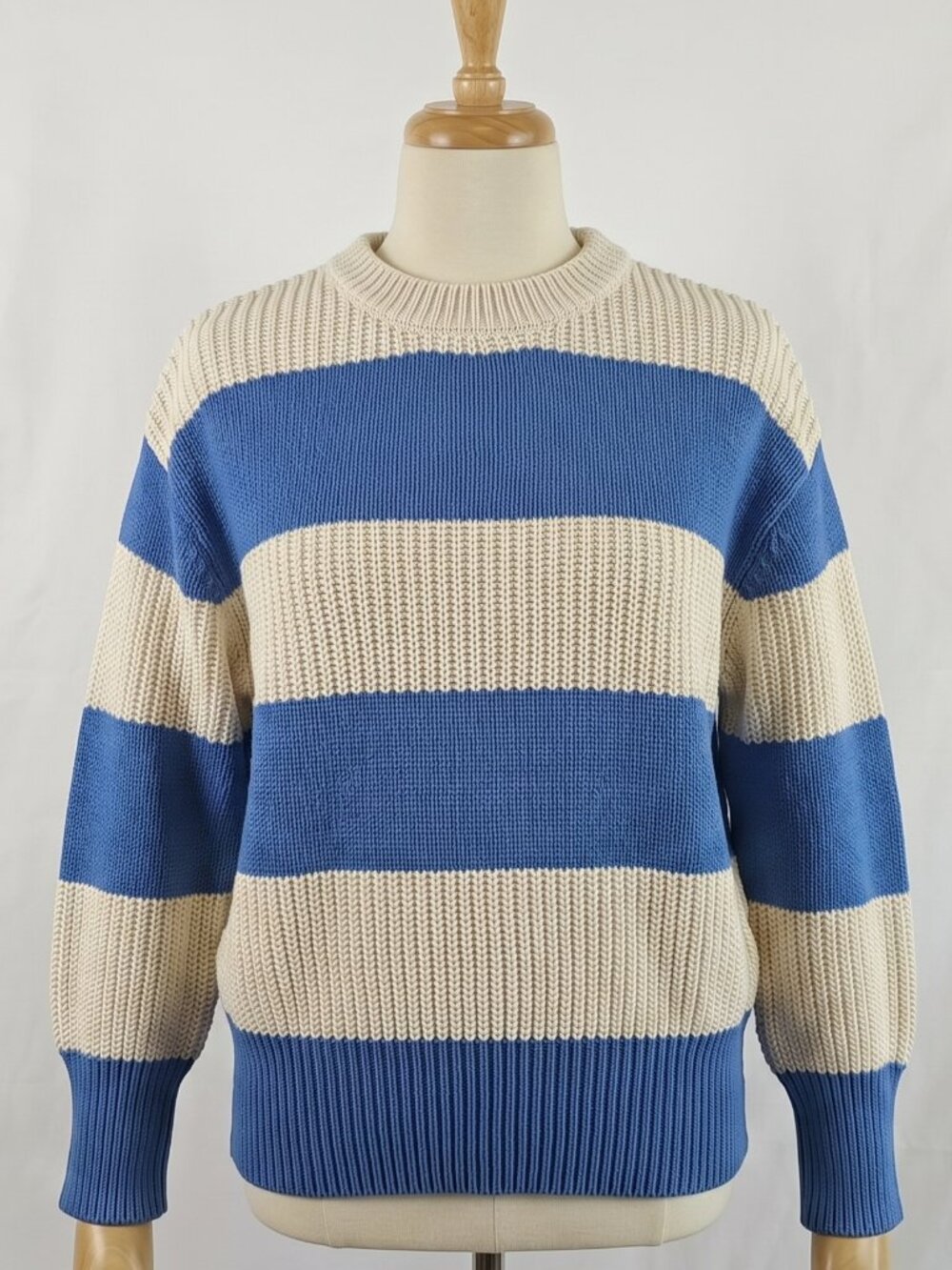 Z SUPPLY Sailor Chunky Knit Striped Sweater Blue Cream Relaxed Pullover Sz S